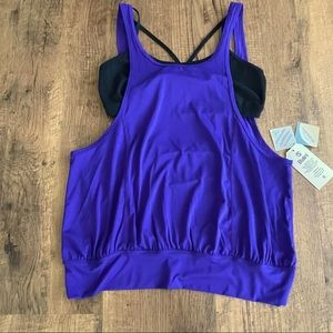 Balini sport Lycra Supplex vivid cobalt purple athletic tank top w/ built in bra